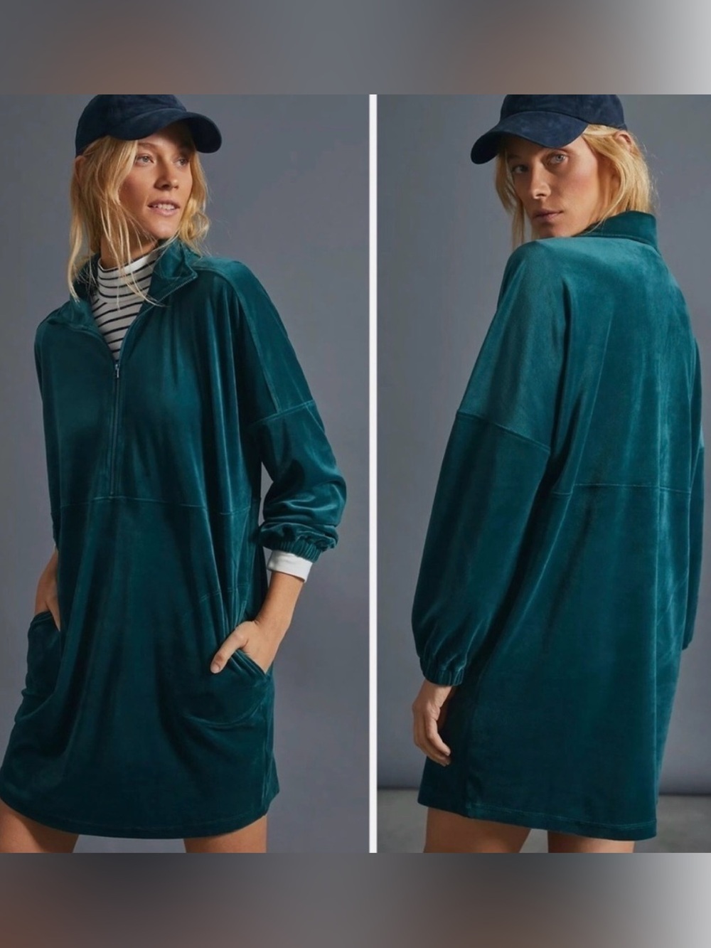 Anthropologie Saturday Sunday Rosalind Velvet Tunic Dress Teal size S